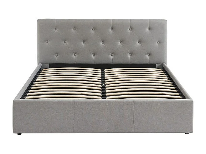 Lit coffre BAHIA tissu gris 160x200 sommier inclus