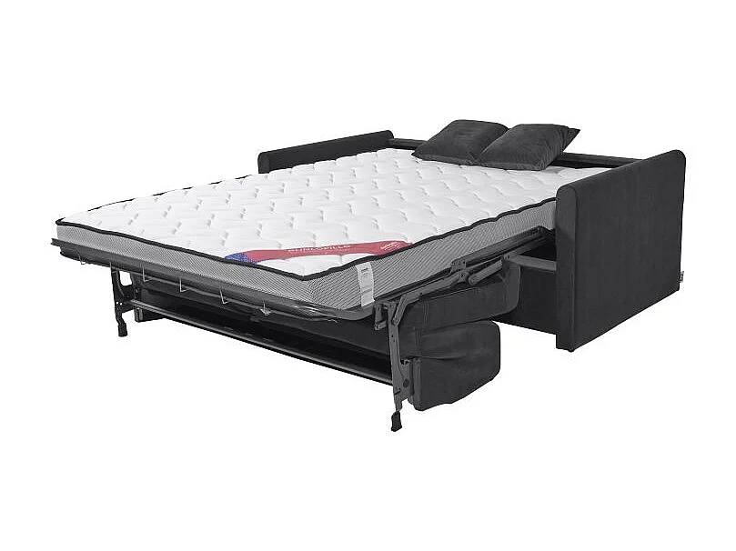 XENON Canapé convertible 3 places gris anthracite matelas Dunlopillo 140cm