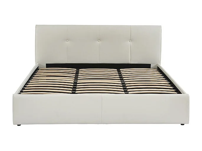 Lit coffre SEGURO simili blanc 180x200 sommier inclus