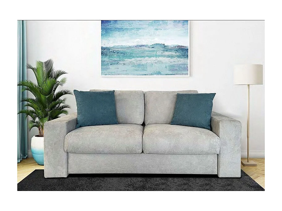 BAILA Canapé convertible 3 places gris matelas Simmons 140cm