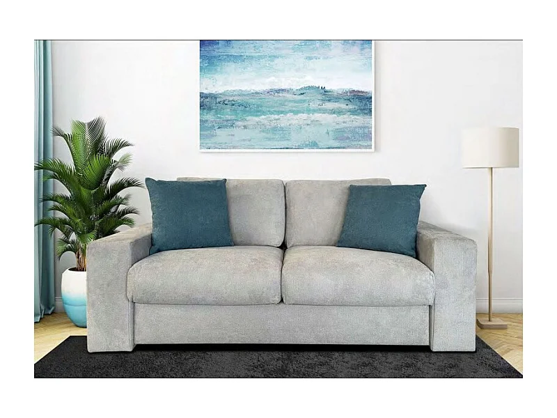 BAILA Canapé convertible 3 places gris matelas Simmons 140cm