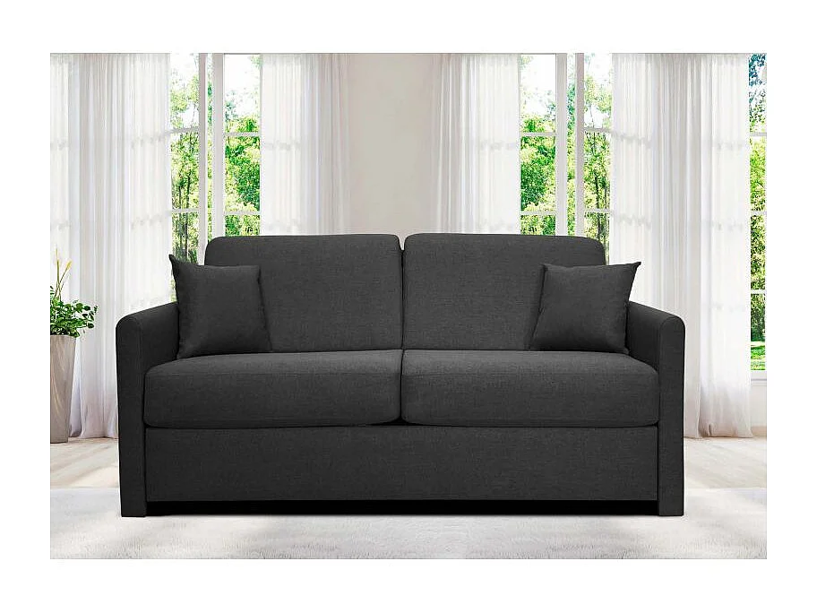 XENON Canapé convertible 3 places gris anthracite matelas Dunlopillo 140cm