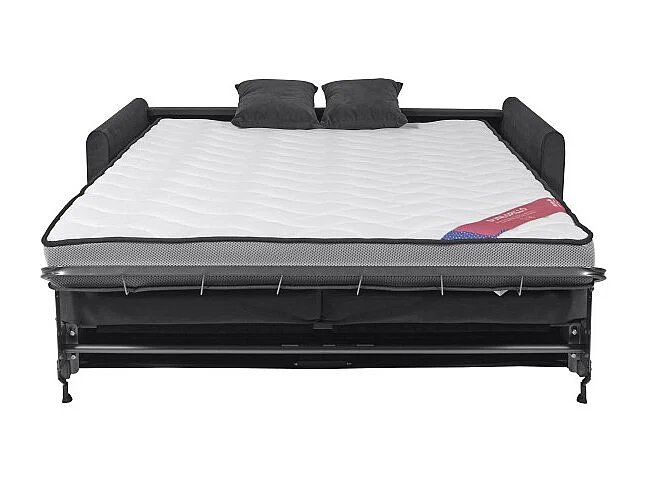 XENON Canapé convertible 3 places gris anthracite matelas Dunlopillo 140cm