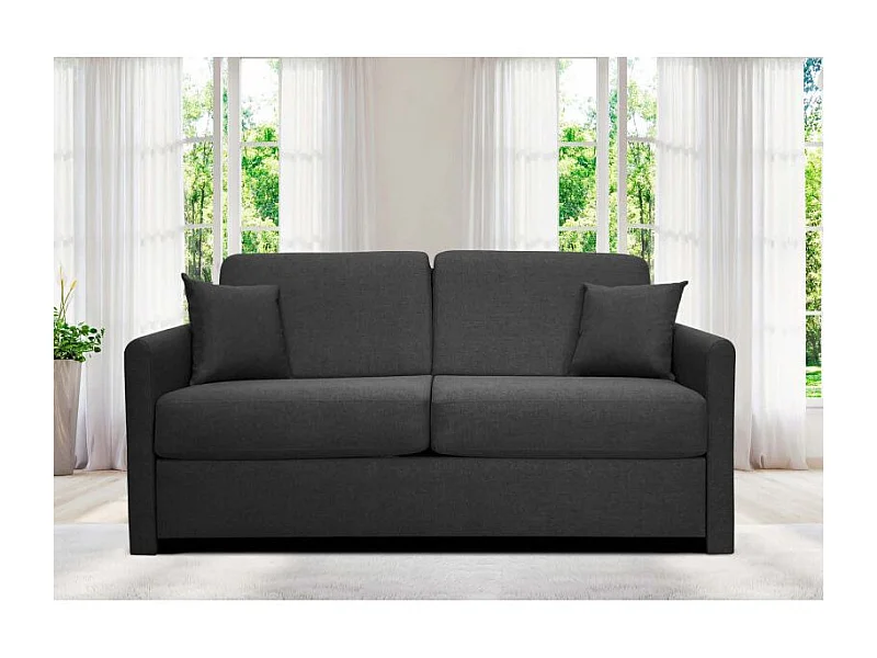 XENON Canapé convertible 3 places gris anthracite matelas Dunlopillo 140cm