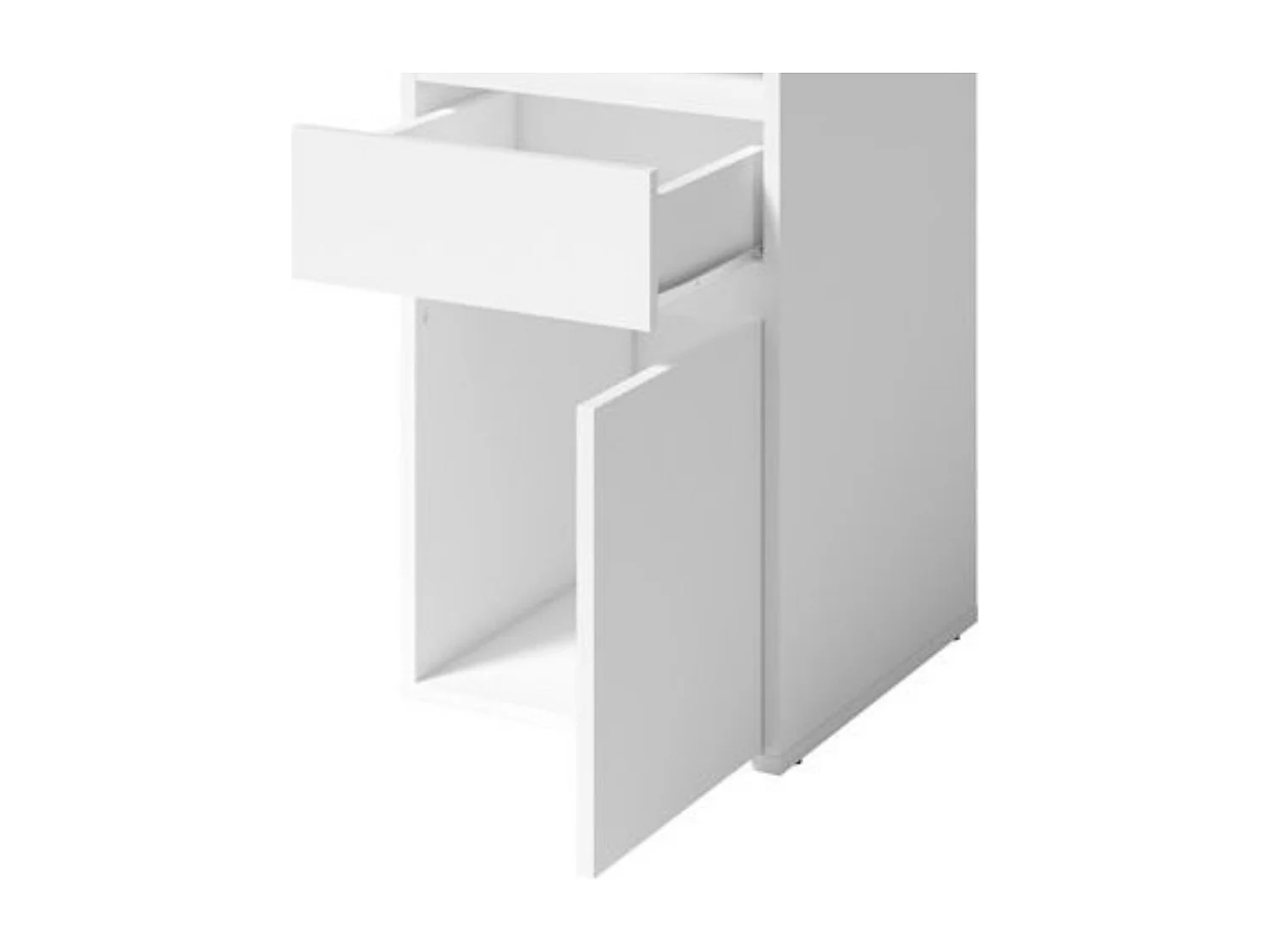 Escritorio BILOU blanco – 1 cajón, 1 puerta y 2 compartimentos – Estilo limpio y luminoso para habitación infantil