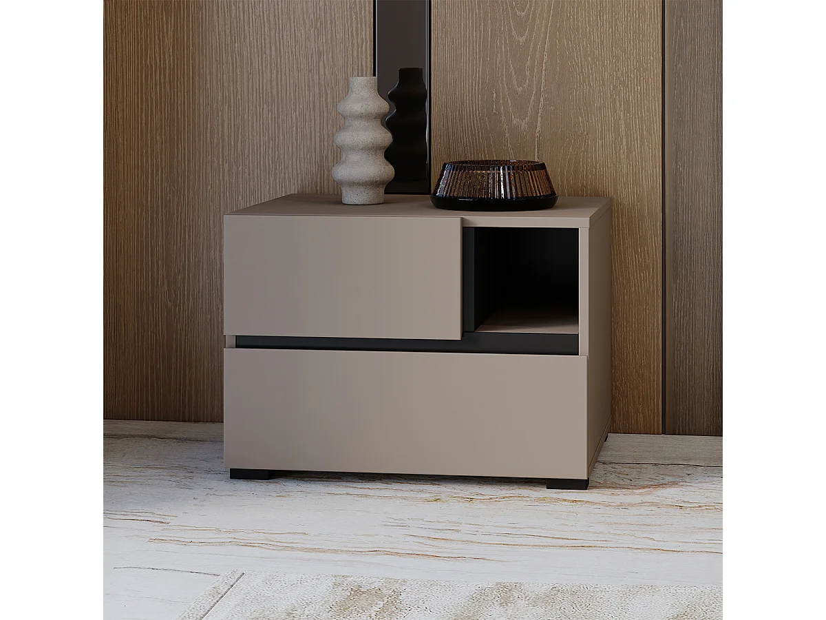 Chevet 2 tiroirs Lilia Taupe