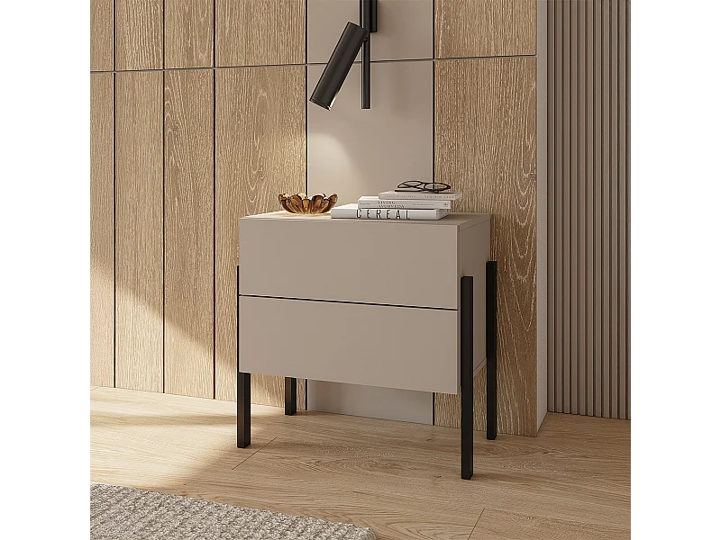 Nachttisch mit 2 Schubladen Bérénice Kaschmir