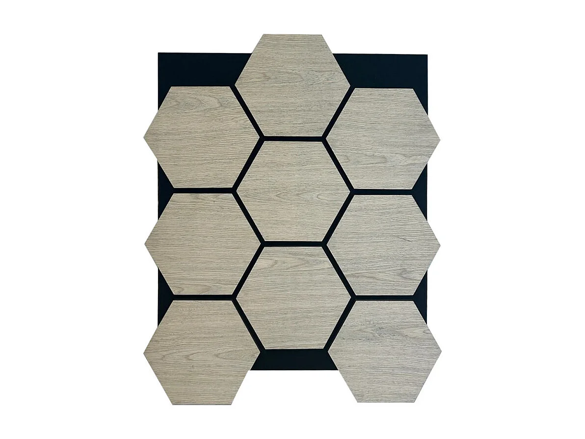 Lot de 4 panneaux Acoustiques Muraux Hexagonaux – Finition Chêne blanc