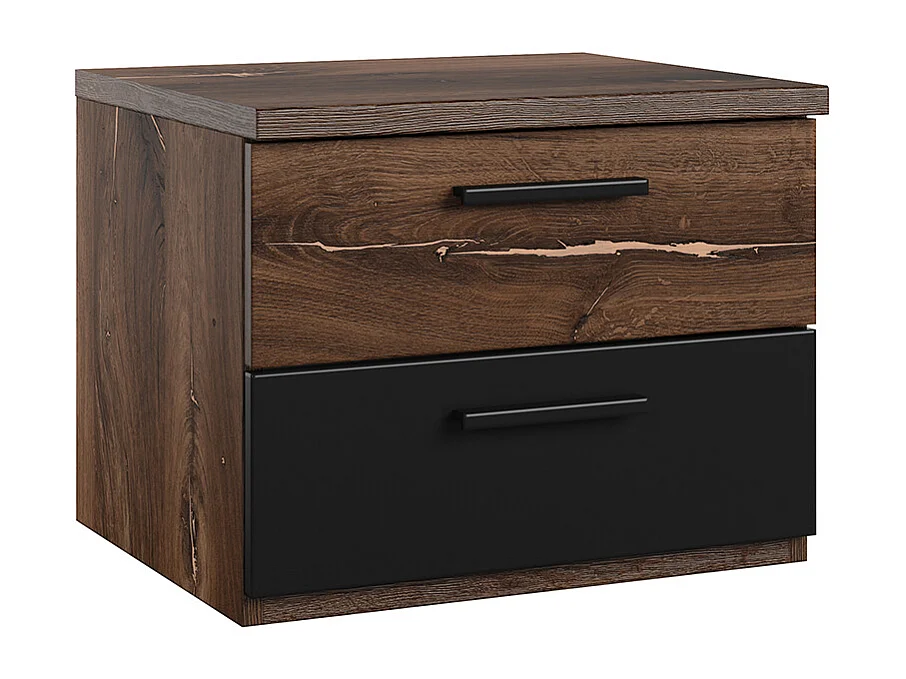 Nachttisch mit 2 Schubladen Alec Dunkles Holz und Schwarz
