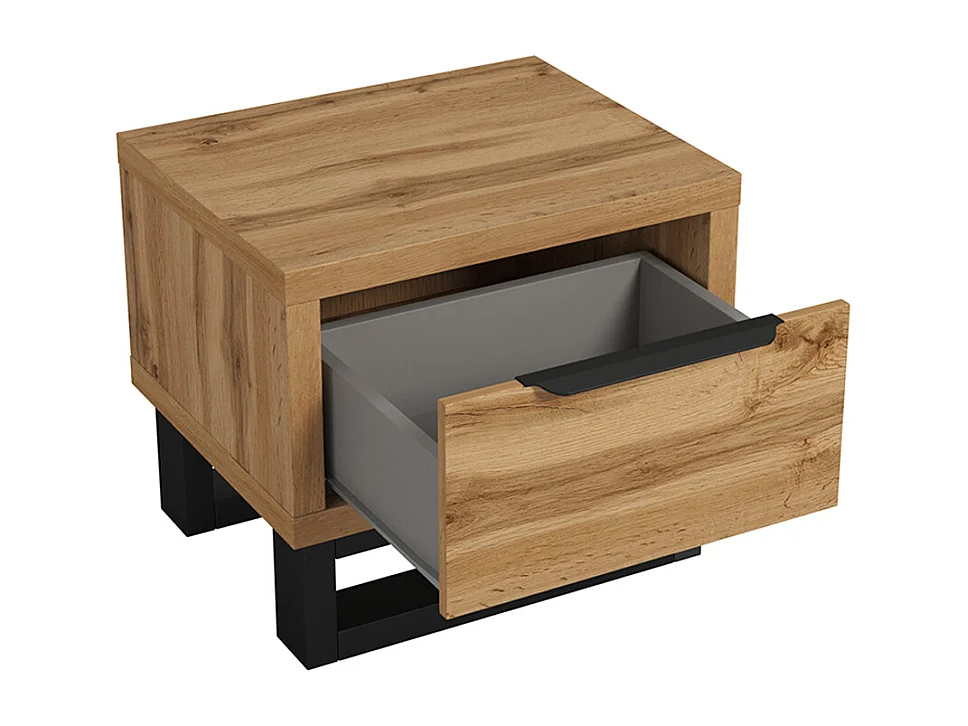 Nachttisch mit 1 Schublade Eden Holz und Schwarz