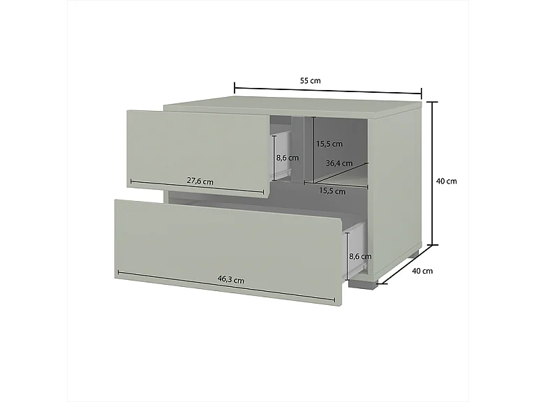 Chevet 2 tiroirs Lilia Vert