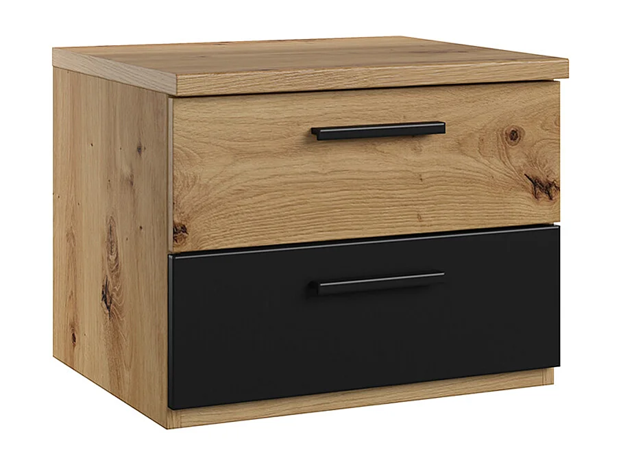 Nachttisch mit 2 Schubladen Alec Holz und Schwarz