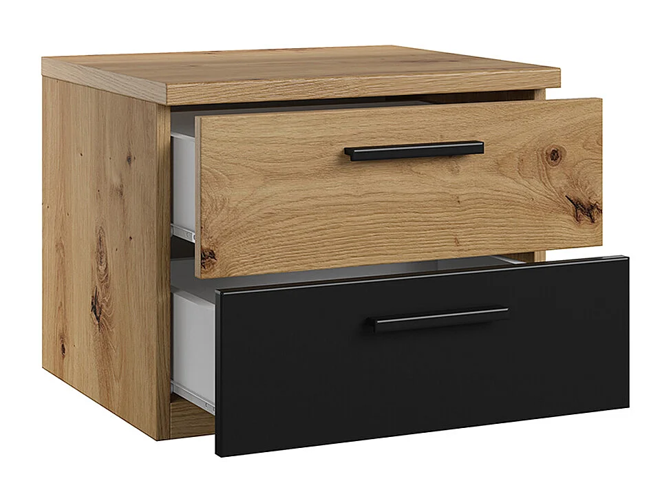 Nachttisch mit 2 Schubladen Alec Holz und Schwarz