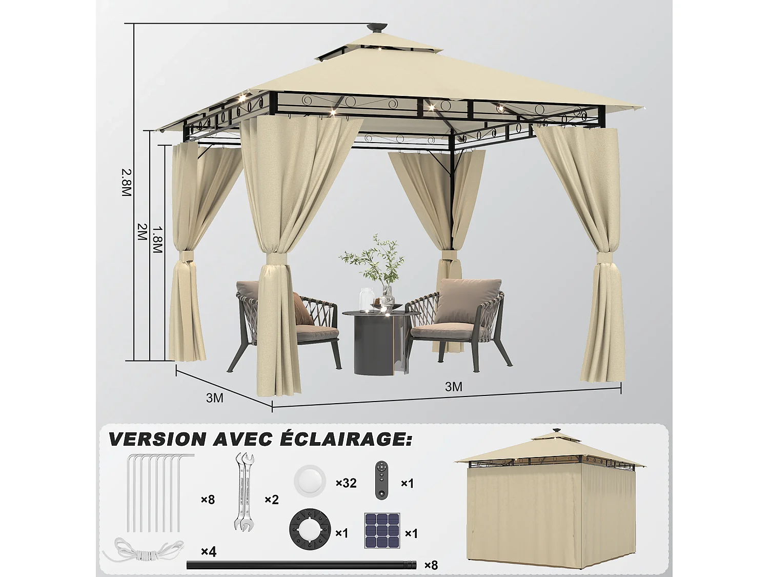 Pavillon imperméable, pavillon de jardin pop-up