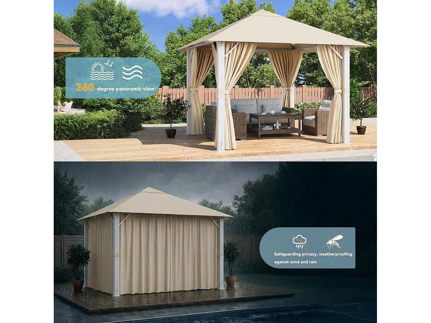 GUNJI 3×3M Gartenzelt Pavillon, Aluminium Wetterfest