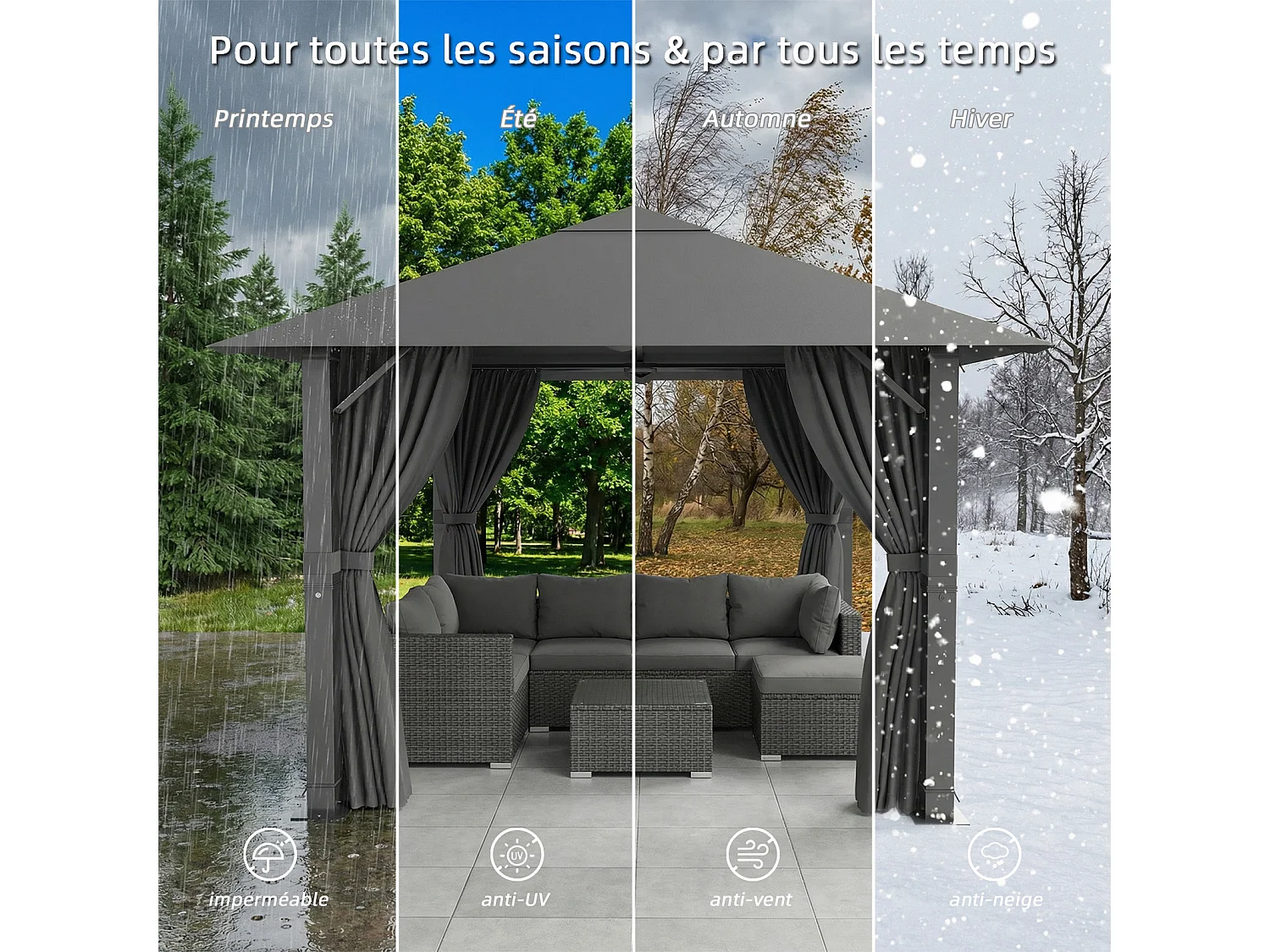 GUNJI 3×3M/ Gartenzelt Pavillon, Aluminium Wetterfest