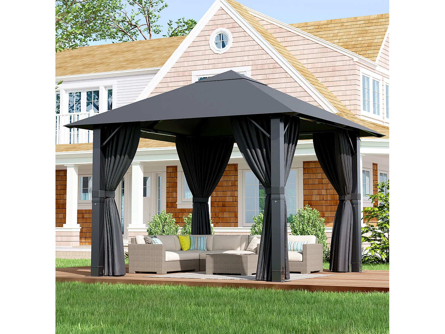 DEVOKE®  3×3M Gartenzelt Pavillon, Aluminium Wetterfest,Stable au Vent & Imperméable｜pour Jardin, Camping