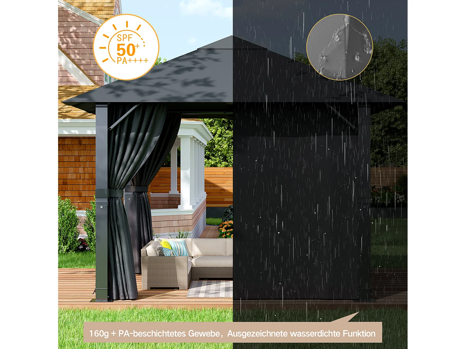 DEVOKE®  3×3M Gartenzelt Pavillon, Aluminium Wetterfest,Stable au Vent & Imperméable｜pour Jardin, Camping