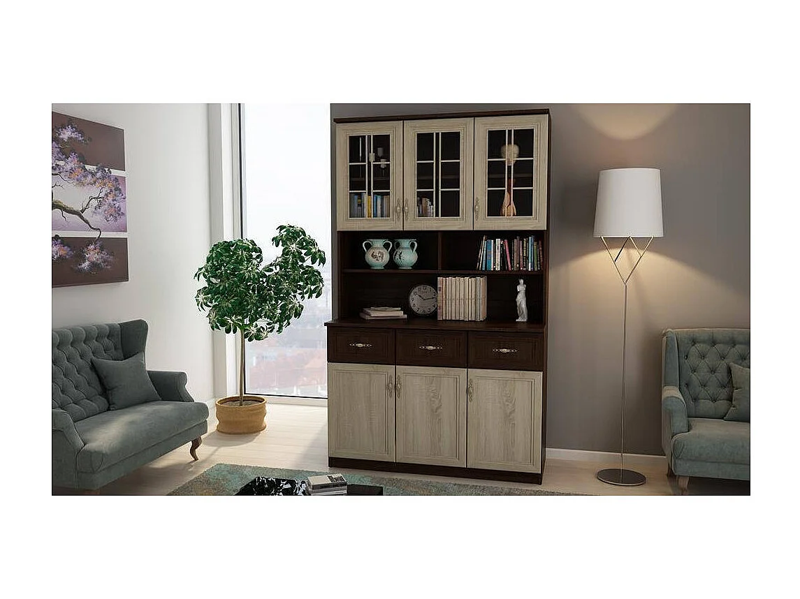 Buffet 120 cm – Ante, Ripiani, Cassetti e Vetrine, Moderno e Pratico – Spedizione Gratuita