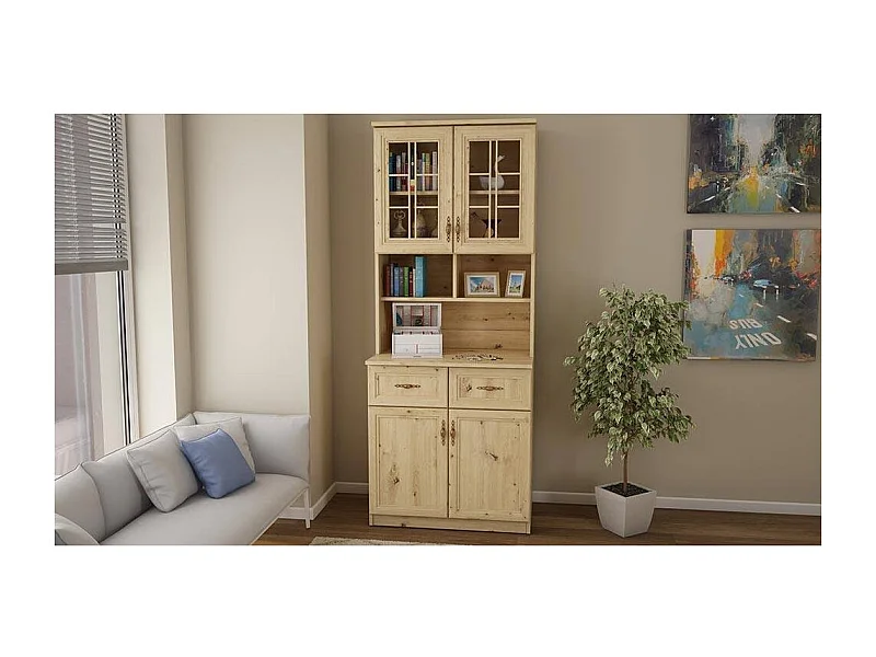 Buffet Multifonction 80 cm – Tiroirs, Armoires et Étagères, Moderne et Spacieux quincaillerie de haute qualité