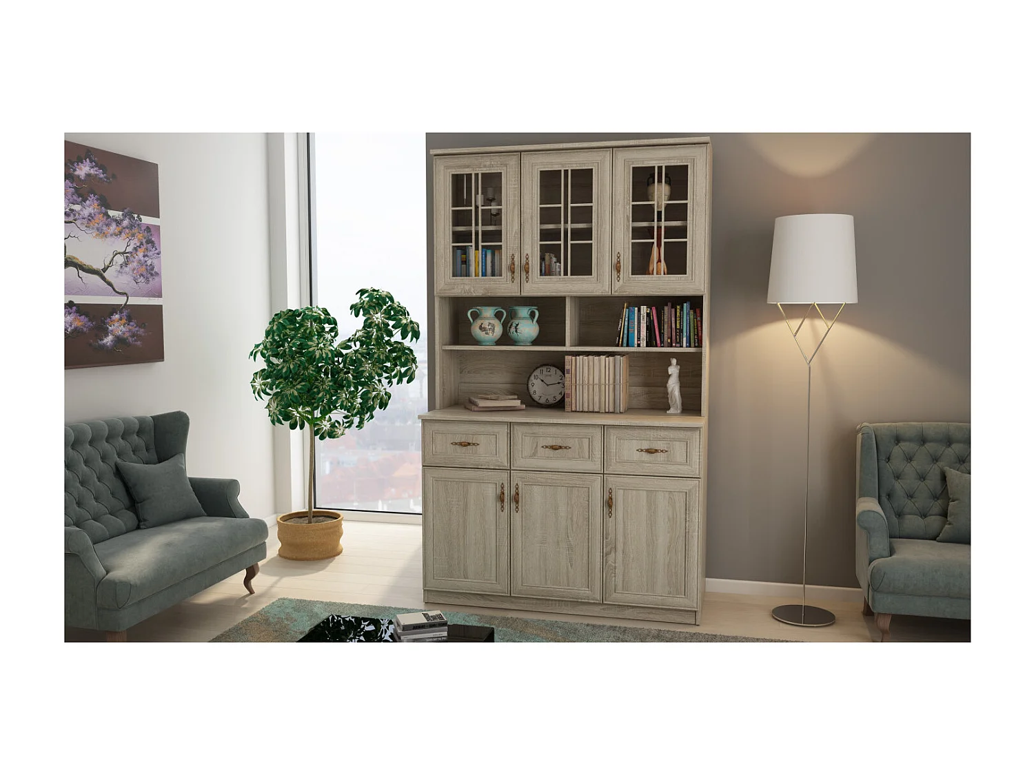 Buffet 120 cm – Ante, Ripiani, Cassetti e Vetrine, Moderno e Pratico – Spedizione gratuita ferramenta di alta qualità