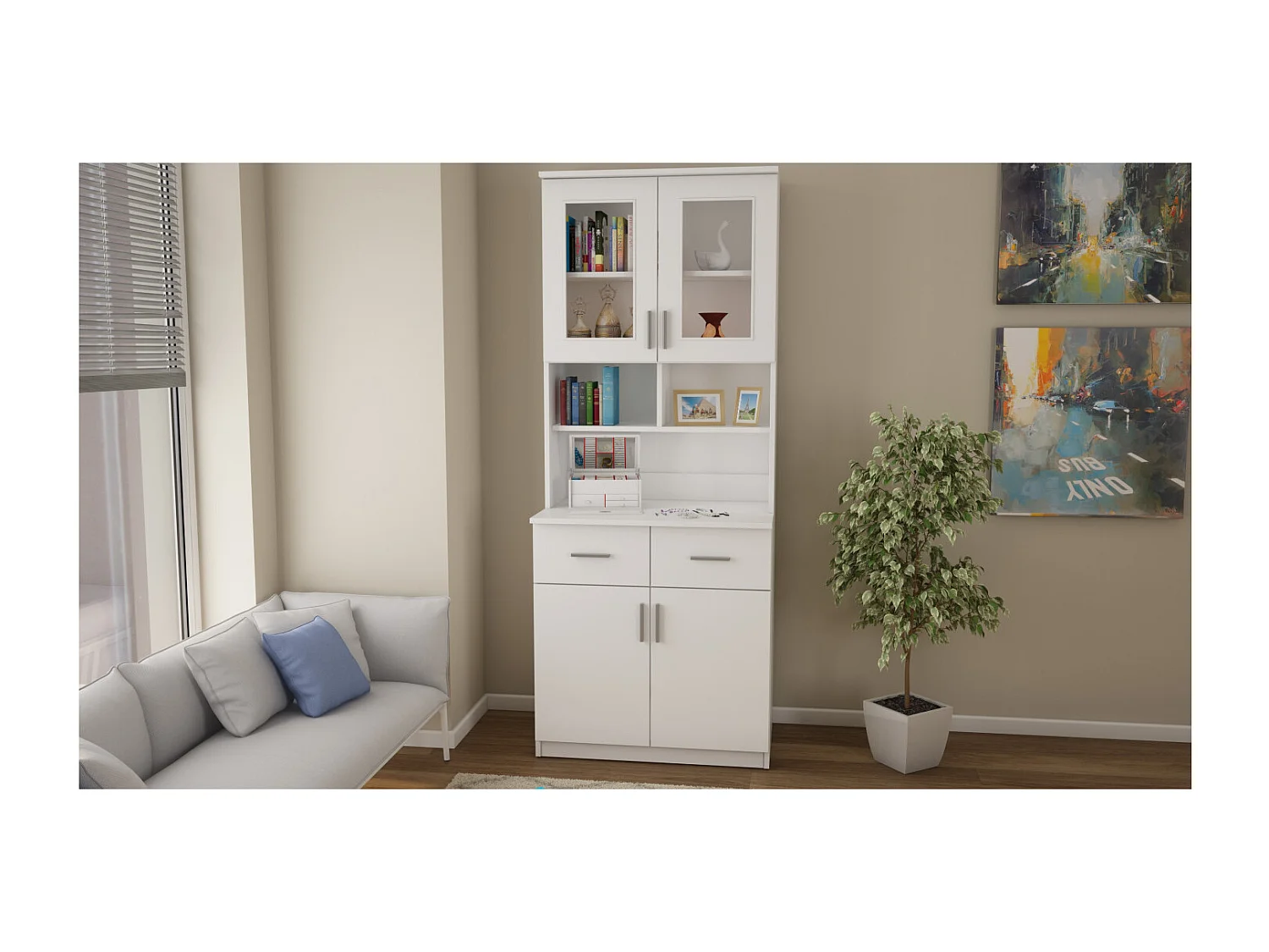 Buffet Multifunzionale 80 cm – Cassetti, Armadietti e Ripiani, Moderno e Capiente