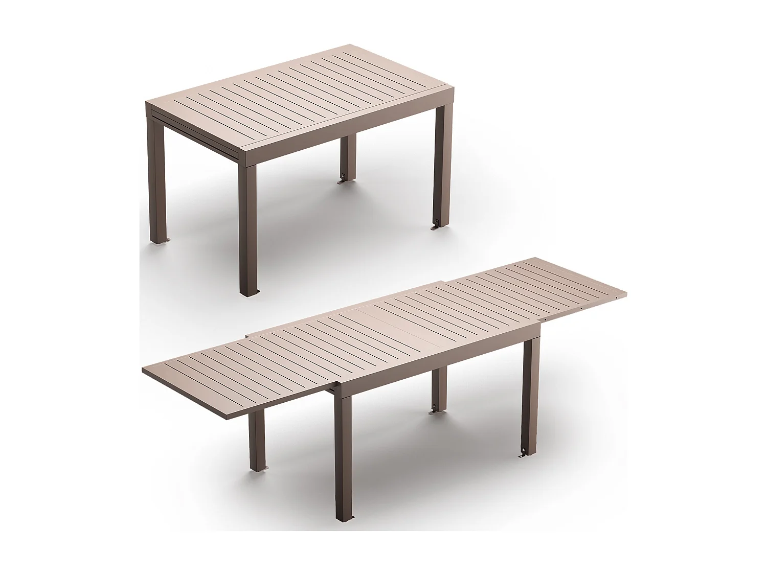 Table de Jardin Extensible en Aluminium | 200kg Fermé / 150kg Ouvert | 6-10 Personnes, Stable & Résistante, Marron