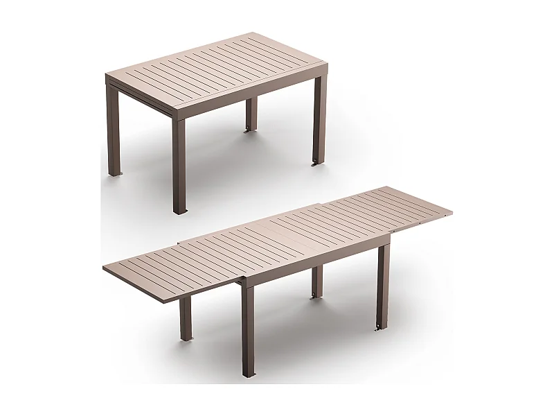 Table de Jardin Extensible en Aluminium | 200kg Fermé / 150kg Ouvert | 6-10 Personnes, Stable & Résistante, Marron