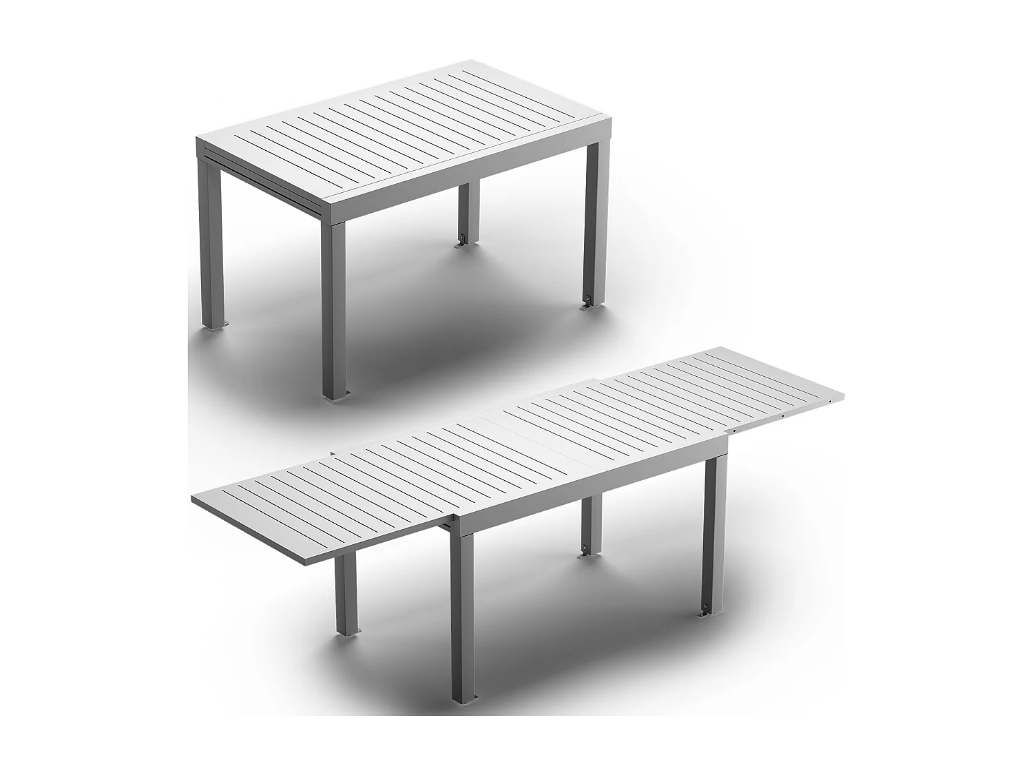 Table de Jardin Extensible en Aluminium | 200kg Fermé / 150kg Ouvert | 6-10 Personnes, Stable & Résistante, Gris clair