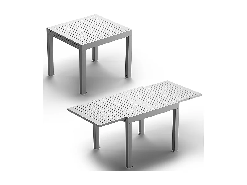 Table de Jardin Extensible en Aluminium | 200kg Fermé / 150kg Ouvert | 4-8 Personnes, Stable & Résistante, Gris clair