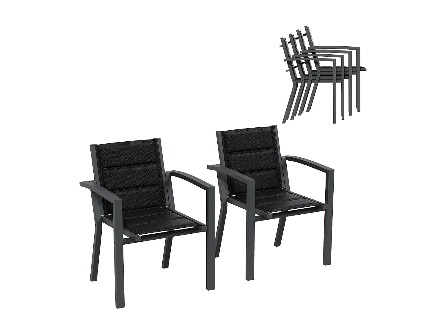 Chaises de Jardin - Lot de 2 Chaises | Structure en Aluminium avec Tissu Tessilium Confortable, Haute Résistance aux UV et aux Intempéries, Gris foncé