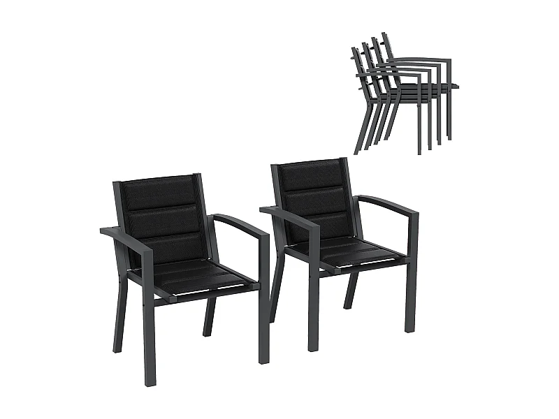 Chaises de Jardin - Lot de 2 Chaises | Structure en Aluminium avec Tissu Tessilium Confortable, Haute Résistance aux UV et aux Intempéries, Gris foncé