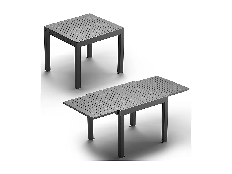 Table de Jardin Extensible en Aluminium | 200kg Fermé / 150kg Ouvert | 4-8 Personnes, Stable & Résistante, Gris foncé