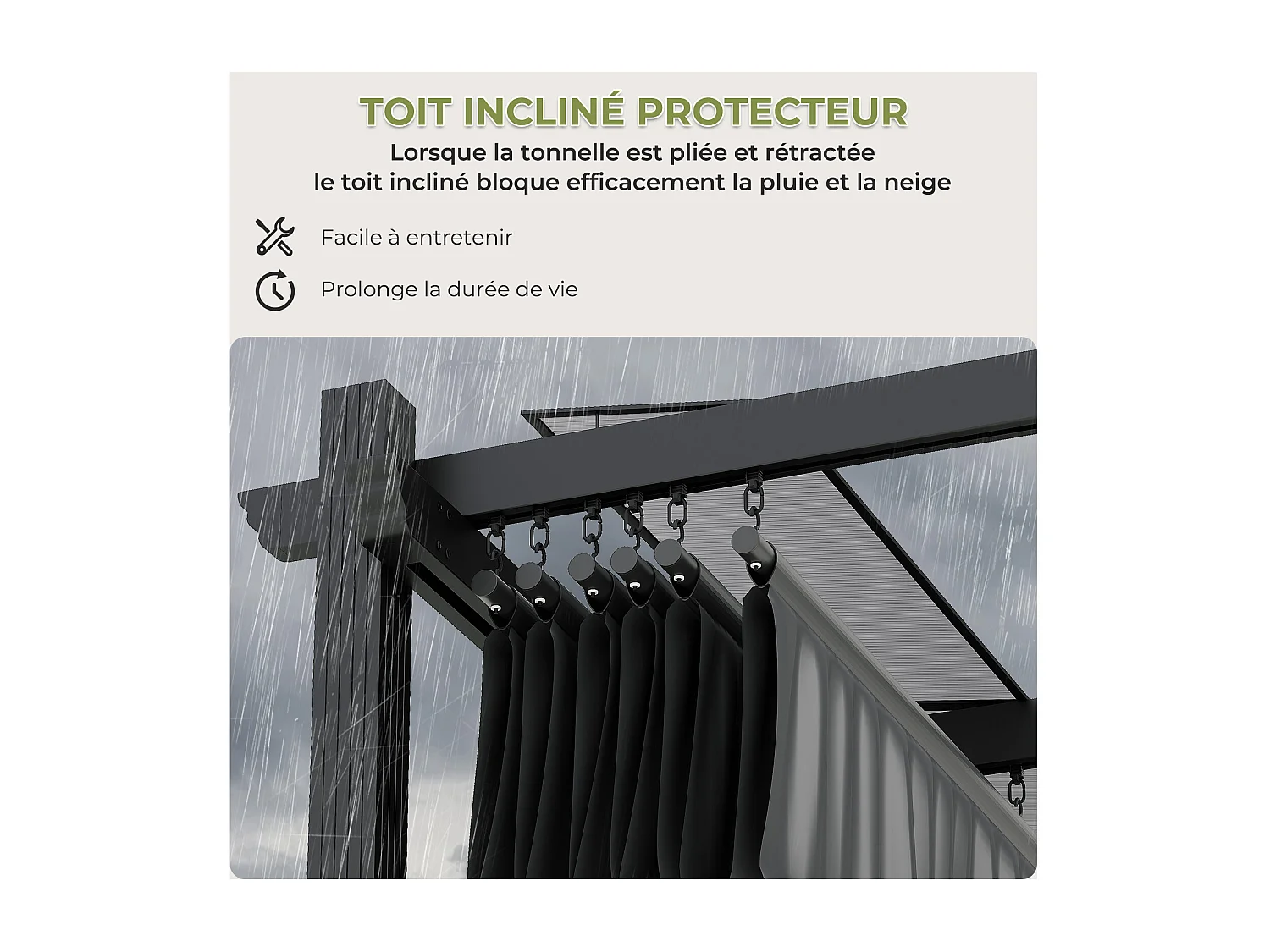 DEVOKE Pergola de Jardin 3x3m avec Toit Ouvrant Réglable à Fermeture Magnétique | Châssis en Aluminium avec une Paroi Latérale , Gris,Sans voyant LED