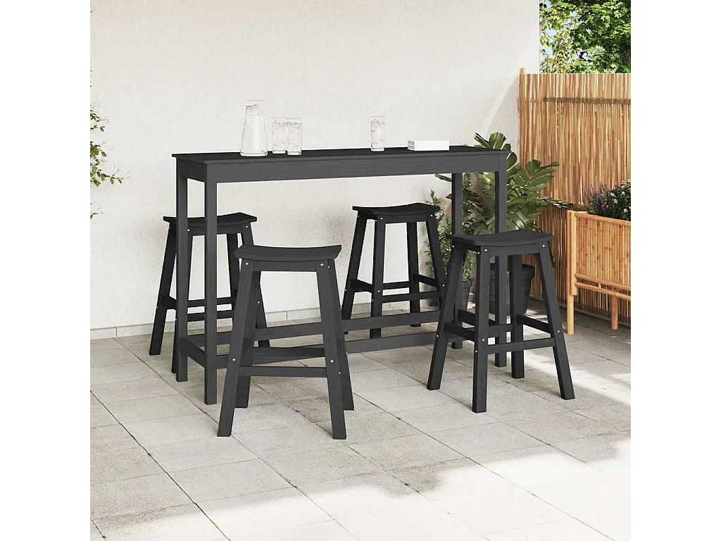 Ensemble de bar de jardin 4 pièces Noir HDPE