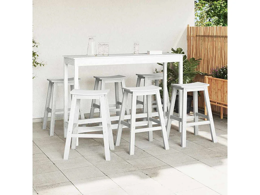 Ensemble de bar de jardin 6 pièces Blanc HDPE