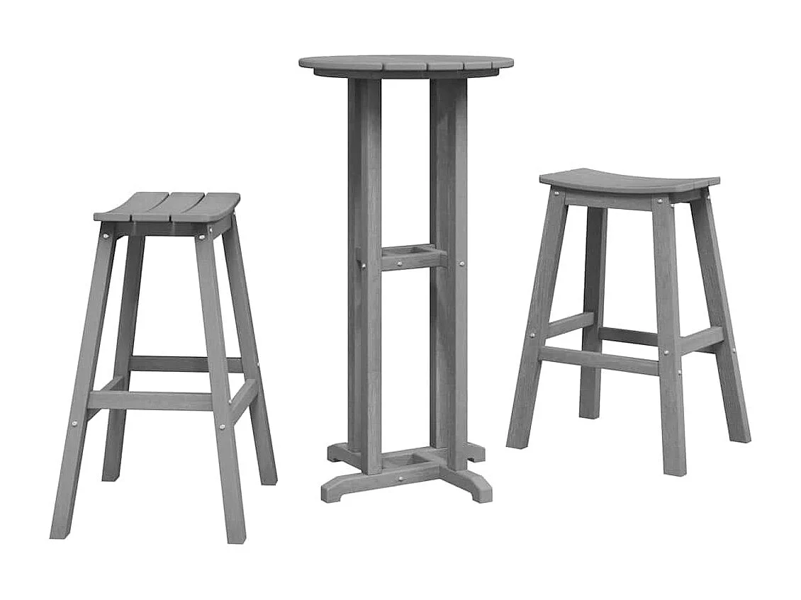 Ensemble de bar de jardin 3 pièces Gris clair HDPE