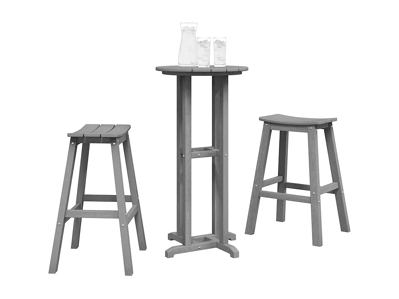 Ensemble de bar de jardin 3 pièces Gris clair HDPE