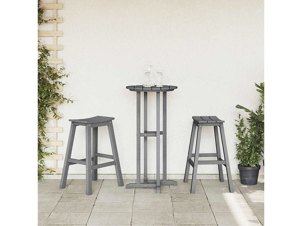 Ensemble de bar de jardin 3 pièces Gris clair HDPE