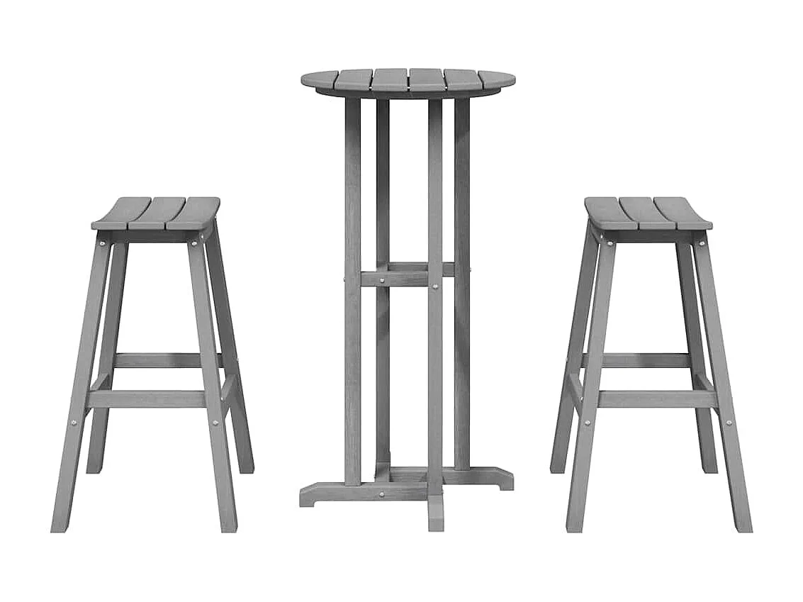 Ensemble de bar de jardin 3 pièces Gris clair HDPE