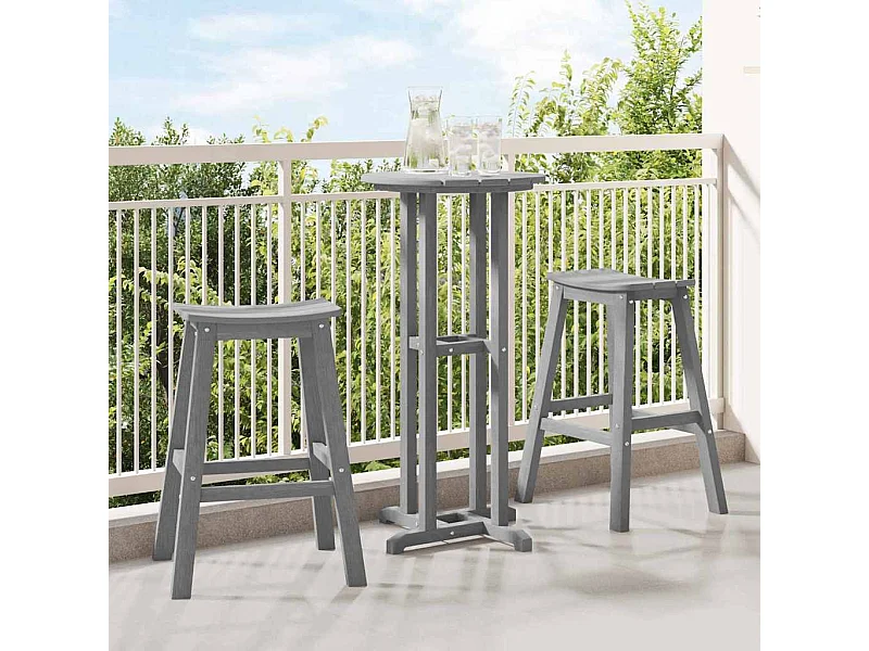 Ensemble de bar de jardin 3 pièces Gris clair HDPE