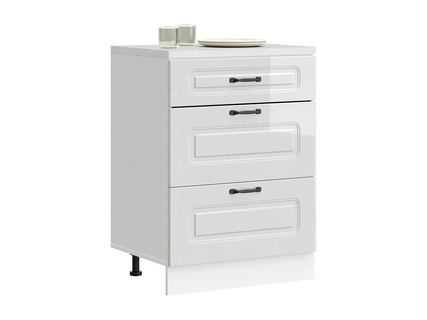 Meuble bas de cuisine « » Bois d'ingénierie blanc brillant