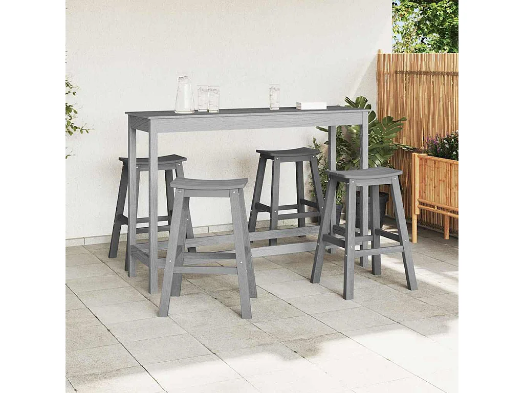 Ensemble de bar de jardin 4 pièces Gris clair HDPE