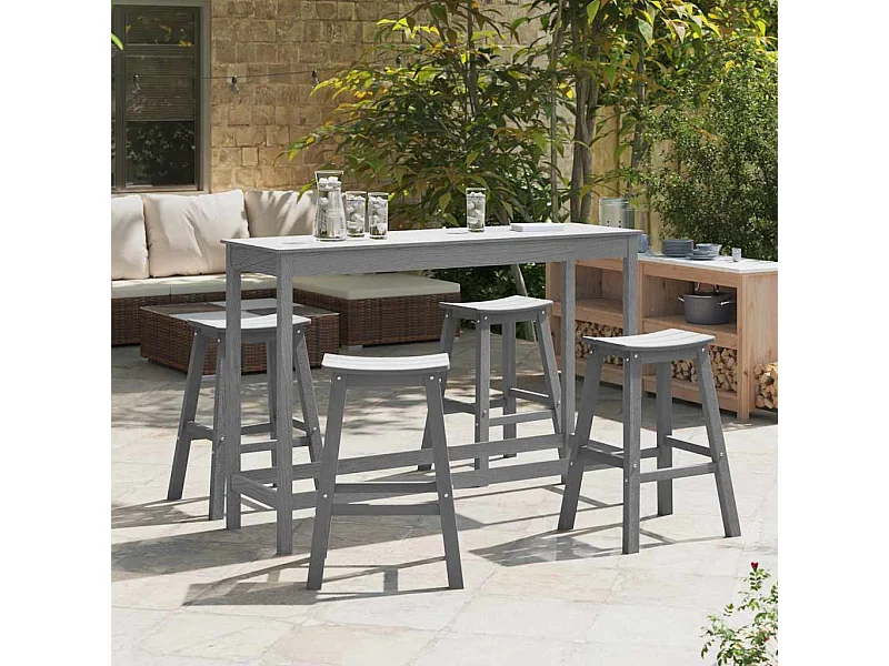 Ensemble de bar de jardin 4 pièces Gris clair HDPE
