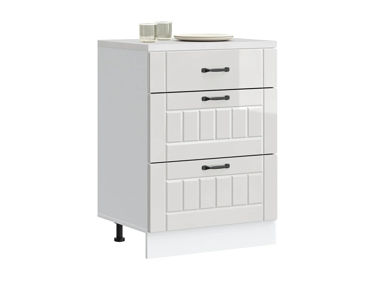 Meuble bas de cuisine « » Bois d'ingénierie blanc brillant