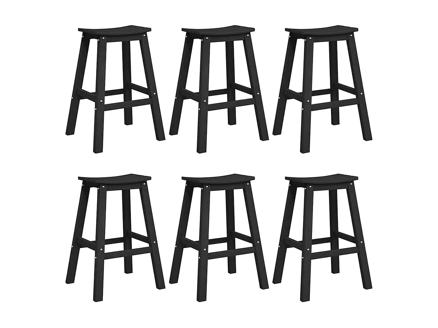 Ensemble de bar de jardin 6 pièces Noir HDPE