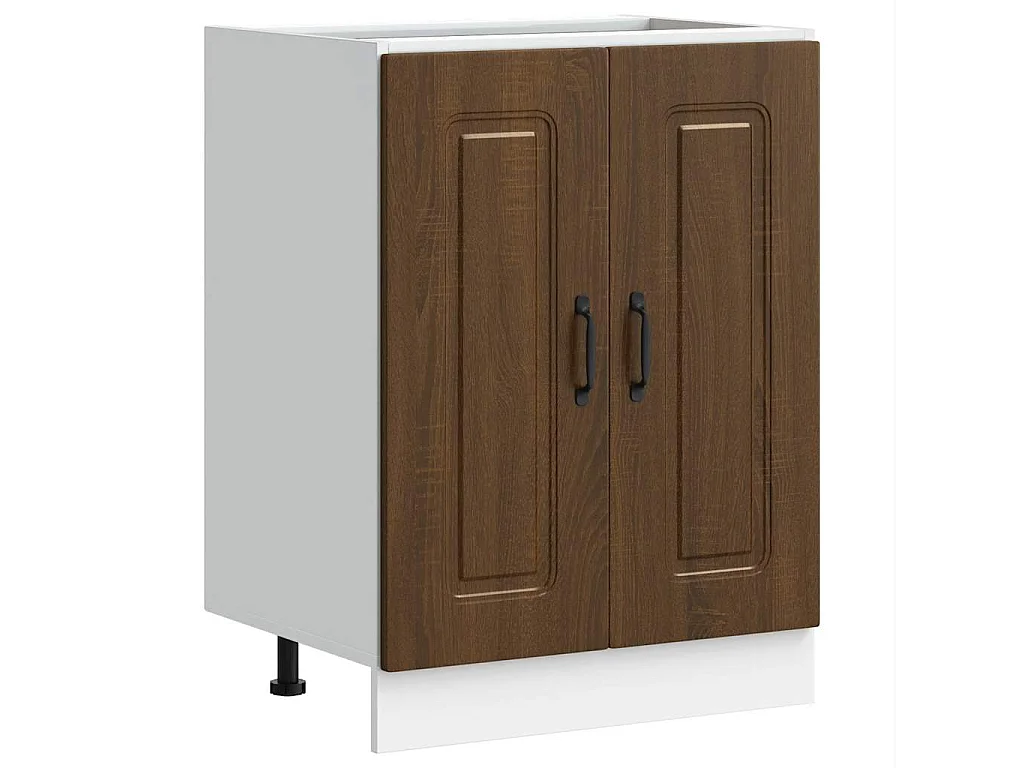 Meuble bas pour évier chêne marron bois d'ingénierie