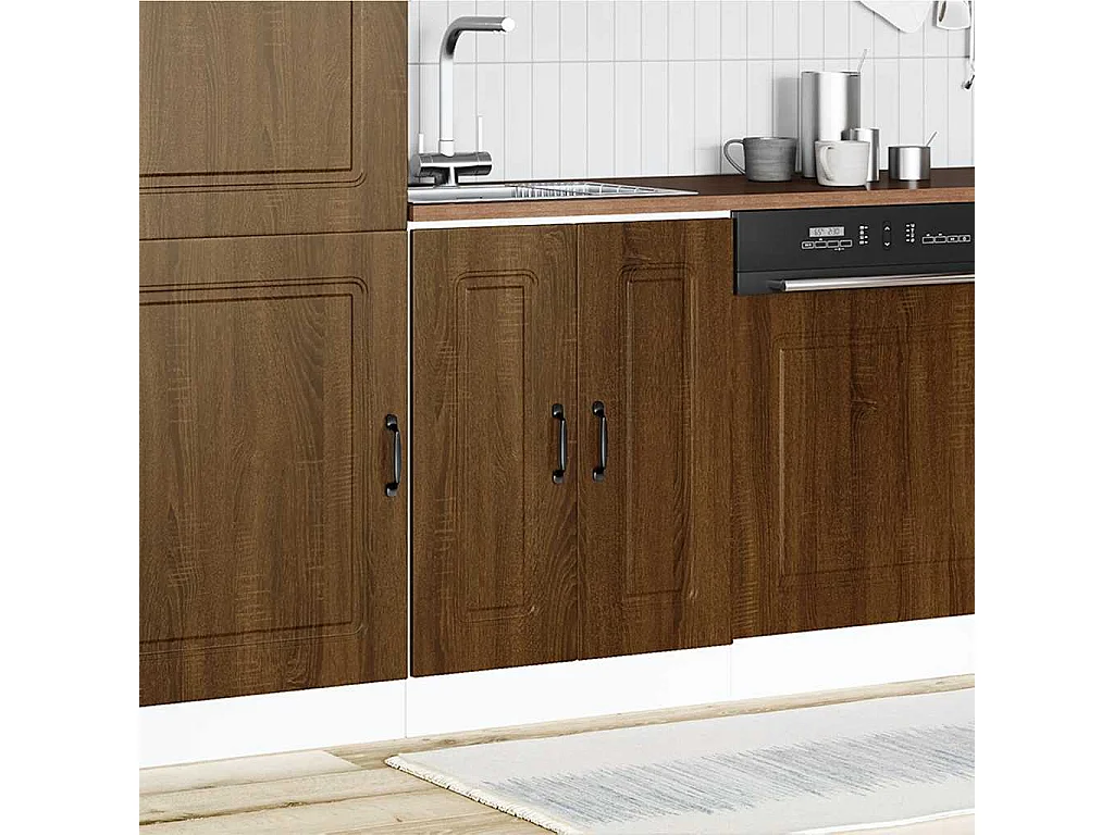 Meuble bas pour évier chêne marron bois d'ingénierie