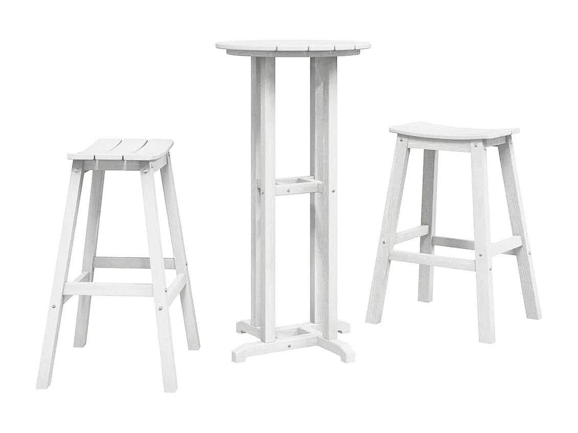 Ensemble de bar de jardin 3 pièces Blanc HDPE