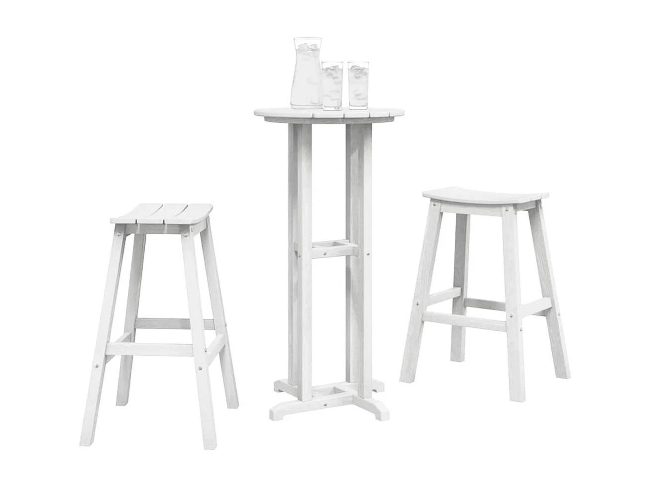 Ensemble de bar de jardin 3 pièces Blanc HDPE